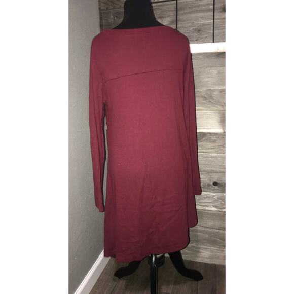 iGENJUN Maroon Long Sleeve Long Sweater dress W/buttons size small S - Picture 2 of 5